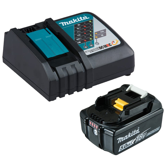 Kit de 1 bateria 5 Ah BL1850B Litio-Ion y Cargador DC18RC. Makita