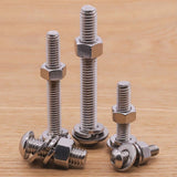 Tornillos de cabeza de botón de acero inoxidable de 5/16-18 x 1 pulgada con tuercas hexagonales, arandelas planas, acero inoxidable 304 (18-8), rosca completa, unidad hexagonal Allen, 10 juegos