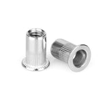 40 tuercas de remache de acero inoxidable de 1/4 a 20 UNC, tuerca de inserción roscada de 1/4 a 20 UNC, cabeza plana moleteada