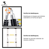 ▶ Escalera Telescópica 3.8 Metros Tijera Retráctil Plegable, Escaleras Plegables, Capacidad 150 kg, Aluminio, Escalera de Extensión Portátil, Antideslizante Multiusos Bloqueo de Escalón