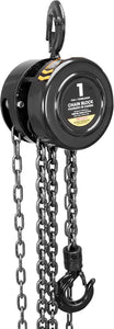 Polipasto Manual de Cadena de Acero con 2 Ganchos Resistentes, Capacidad de 1 tonelada, 2.5 m, Color Negro
