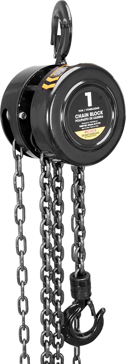 Polipasto Manual de Cadena de Acero con 2 Ganchos Resistentes, Capacidad de 1 tonelada, 2.5 m, Color Negro