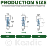 🔩 Keadic - 60 tuercas M4 M5 M6 Molly Jack con tornillos, kit surtido de tuercas de pétalos de acero, brida grande, tuerca de expansión corta, tuerca de expansión de cabeza plana, tuerca de inserción
