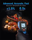 Termómetro infrarrojo con pistola de temperatura láser, pistola digital de temperatura de calor de superficie sin contacto para cocinar alimentos, horno de pizza, carne de plancha
