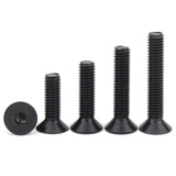 🔩 M6-1 tornillos de cabeza plana de 30 mm, acero de aleación de grado 10.9, DIN 7991, unidad de enchufe Allen, acabado de óxido negro, rosca de máquina, pernos avellanados, cantidad de rosca completa 60