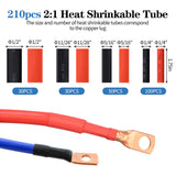 ▶ Herramienta de prensado de lengüetas de cable con 170 lengüetas de alambre de cobre, herramienta de prensado de alambre para crimpadora eléctrica AWG 10-1/0, con cortador de cables, 210 tubos