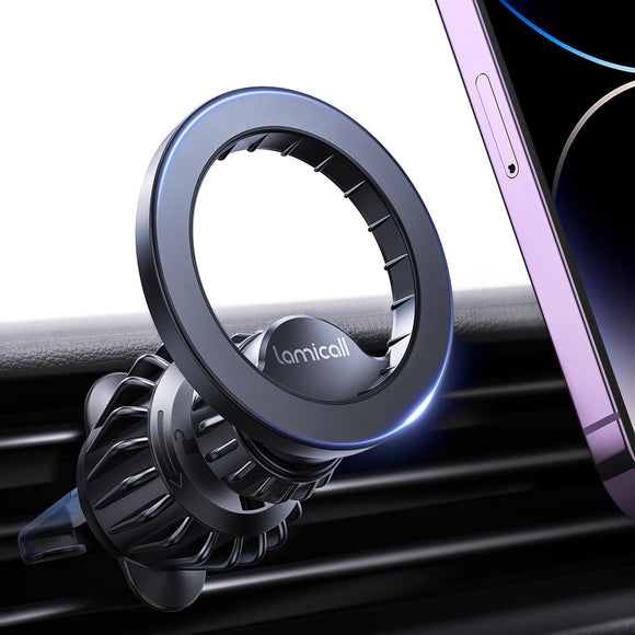 Lamicall Soporte Celular Auto mag Safe - [20 Imanes Más Potentes] Porta Celular para Auto, Base para Celular Auto, Compatible con iPhone 16 15 14 13 12 Pro MAX Series & Magsafe Funda, All Celular