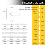 ▶ Herramienta de prensado hidráulico y cortador de cables, crimpadora hidráulica de lengüetas de cable 8 toneladas de EE. UU. 12 AWG a 00 (2/0) kit de herramientas de cable de terminal eléctrico