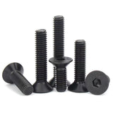 🔩 M6-1 tornillos de cabeza plana de 30 mm, acero de aleación de grado 10.9, DIN 7991, unidad de enchufe Allen, acabado de óxido negro, rosca de máquina, pernos avellanados, cantidad de rosca completa 60