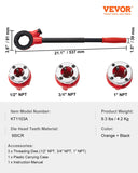 ▶ Roscador de tubos de carraca con 3 troqueles, NPT de 1/2 pulgadas, NPT de 3/4 pulgadas, herramienta de enhebrado de tubo de carraca NPT de 1 pulgada, juego de enhebradores portátiles