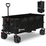 Carro plegable plegable de 48 pulgadas de largo con capacidad de peso de 420 libras, carro de jardín plegable de 300 litros de servicio pesado con ruedas de playa grandes todo terreno y soportes