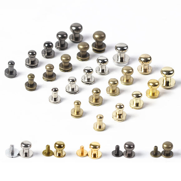 🔩 WUTA 20 juegos de tornillos Chicago de latón macizo, cabeza redonda, botón ranurado, remaches de piel, cinturón de manualidades, cinturón para manualidades, cinturón de piel, portafolios, decoración de bolso (10 x 8 mm, latón)