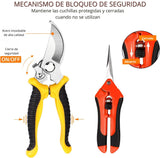 Tijeras de Jardinería para Podar Profesionales de Acero Inoxidable, Podadoras de mano con Guantes de Jardinería