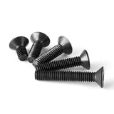 🔩 Tornillos de cabeza plana M4 x 8 mm, 12 mm, 16 mm, 20 mm, 25 mm, tornillos avellanados, acero de aleación de grado 10.9, acabado de óxido negro, unidad hexagonal Allen, métrico totalmente roscado, kit