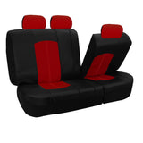 ▶ Juego Completo de Fundas de Asiento de Cuero sintético Perforado, Rojo/Negro