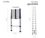 ▶ Escalera Telescópica de 3.8 Metros 13 Escalones Escalera Recta de Aluminio Soporta 150 kg Plegable De retracción Multiusos Extensible Compacta y Portátil Bloqueo De Escalón