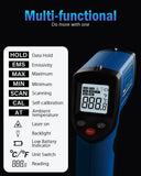 Termómetro infrarrojo con pistola de temperatura láser, pistola digital de temperatura de calor de superficie sin contacto para cocinar alimentos, horno de pizza, carne de plancha