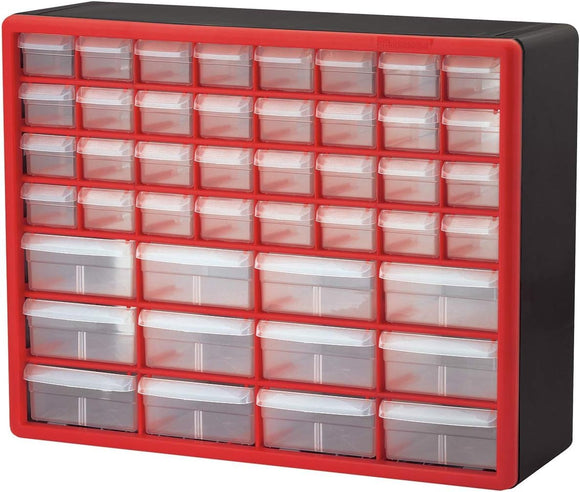▶ Dawer Hardware & Craft Plastic Cabinet, Red & Black