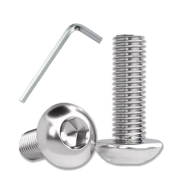 Metuja M6-1,0 x 20 mm Tornillos de cabeza de botón (25 unidades), acero inoxidable, rosca completa, plata, accionamiento hexagonal Allen