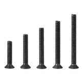 🔩 M4 x 20 mm, 25 mm, 30 mm, 35 mm, 40 mm, tornillos de cabeza plana avellanados, acero de aleación de grado 10.9, acabado de óxido negro, unidad hexagonal Allen, métrico totalmente roscado, kit surtido 50 unidades