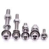 Tornillos de cabeza de botón de acero inoxidable de 5/16-18 x 1 pulgada con tuercas hexagonales, arandelas planas, acero inoxidable 304 (18-8), rosca completa, unidad hexagonal Allen, 10 juegos