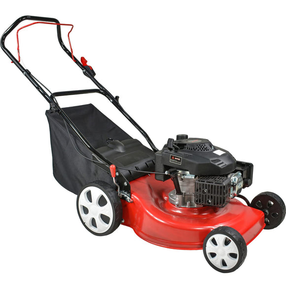 Cortadora de césped Motor a Gasolina 5 HP 159 CC 3200 RPM 7 Niveles de Altura Ajustables Corte 20 Pulgadas Bolsa Recolectora Tanque de Gasolina 1.3 L Podadoras de Cesped Cortadora de Pasto