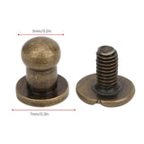 🔩 Garosa Juego de 20 Juegos de Tornillos de Remache de 7x5mm, Remache de Clavo de Tornillo de Cobre, Cabeza Redonda, Punto, Tornillo para cinturón de Cuero, Libro de Cuentas, álbum de Fotos(Bronce)