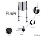 ▶ Escalera Telescópica de 3.8 Metros 13 Escalones Escalera Recta de Aluminio Soporta 150 kg Plegable De retracción Multiusos Extensible Compacta y Portátil Bloqueo De Escalón