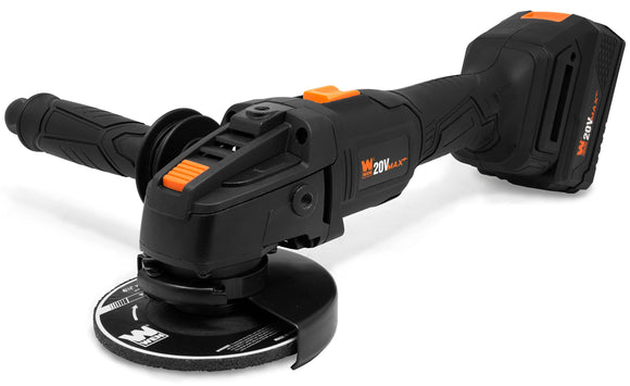 WEN - Amoladora angular inalámbrica, sin escobillas con batería de iones de litio de 20 V máx. 4.0 Ah y cargador (20944), color negro
