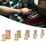 🔩 300 piezas de tuerca de remache de acero al carbono para placas de metal, automóviles, aviación, ferrocarriles, color, de métricas de superficie chapada en zinc, kit ensamblado