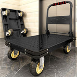 Carro plano de plataforma de alta resistencia, carro de mano de acero de 680.4 a 907.2 kg, con diseño de freno, 91.44 x 60.96 cm o 68.58 x 48.26 cm, carro negro grande de cama plana