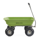 Carretilla de Acero Resistente de 600 Libras de Capacidad para jardín, de fácil volcado rápido, con asa de tracción Recta, Color Verde