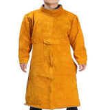 ▶Jewboer - Delantal de piel con manga, chamarra de soldadura resistente al calor y fuego, para hombres y mujeres, Marrón, Size-XL