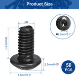 MroMax - 50 tornillos de cabeza de botón M4 x 8 mm, acero de aleación de grado 10.9, unidad de enchufe Allen, acabado de óxido negro, rosca completamente a máquina