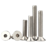 Tornillos de cabeza plana M4-0,7 x 14 mm, acero inoxidable 18-8 (304), acabado brillante, accionamiento de enchufe Allen, tornillos de máquina, tornillos hexagonales interiores, tornillos de tornillo hexagonal 60 unidades
