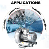 ▶ Soplador regenerativo monofásico de 110 V, bomba de vacío industrial monofásica de alta presión for soplado o succión de aire, soplador de anillo vórtice monofásico de alta presión 120 W for aireación