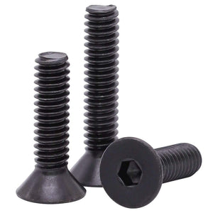 M6 x 20 mm (30 piezas) Tornillos de cabeza avellanada planos, acero de aleación de grado 10.9, óxido negro, unidad de enchufe hexagonal Allen, rosca completa, rosca gruesa UNC