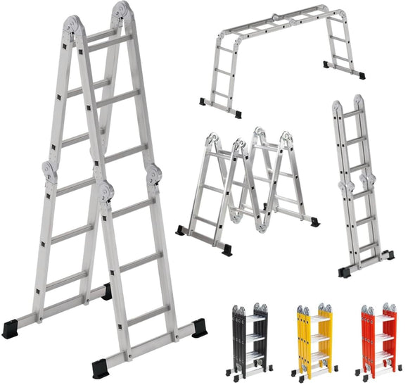 ▶ Escalera Multiposiciones de 3.5 Metros Aluminio Recta Tijera Andomio Plegable Versatil Antideslizante para Uso Interior Y Exterior De 12 Peldaños Alta Calidad