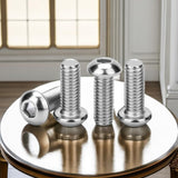 Metuja M6-1,0 x 20 mm Tornillos de cabeza de botón (25 unidades), acero inoxidable, rosca completa, plata, accionamiento hexagonal Allen