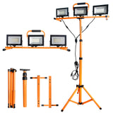 ▶ Luces de trabajo LED de 21000 lúmenes con soporte, luz de trabajo portátil de 3 cabezales, cable de 16 pies, IP66, impermeable, luces de trabajo para exteriores, interiores, trabajo, taller, cochera,