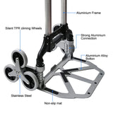 Carro de escalada de escalera de 6 ruedas resistente – Camión de mano plegable de 300 libras de capacidad, carro de aluminio todo terreno con mango ajustable, perfecto para comestibles, entregas