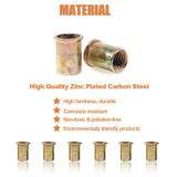 🔩 Keadic - 100 tuercas de remache M8 métricas chapadas en zinc, tuerca de remache de acero al carbono, kit de inserción roscada de cabeza plana, kit de remache roscado para muebles