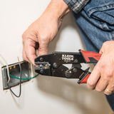 ▶ KLEIN TOOLS Pelacables automático y crimpadora Klein Tools 80013 Kit de herramientas de cableado con  de trinquete, gran kit de herramientas eléctricas, 2 piezas
