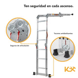▶ Escalera Multiposiciones 12 Peldaños con Charolas – Soporta hasta 150 kg – Escalera de Aluminio 3.5 MTS – Plegable – Escalera Multipropósito – Tipo Tijera – Andamio – Escalera Recta