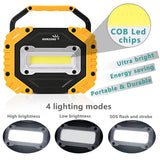 Luz de Trabajo LED Portátil, Reflector, Iluminación para Sitios de Construcción, Impermeable para Acampar, Senderismo, Reparación de Automóviles,SOS de Emergencia con Batería