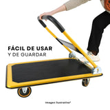 Carro Patin Diablito con Ruedas Giratorias Plataforma De Carga Plana Plegable Carrito Manual de Empuje 90x60cm Mulituso Hogar Oficina Almacen | Resistente Práctico Capacidad 375kg Amarillo