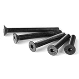 🔩 M4 x 20 mm, 25 mm, 30 mm, 35 mm, 40 mm, tornillos de cabeza plana avellanados, acero de aleación de grado 10.9, acabado de óxido negro, unidad hexagonal Allen, métrico totalmente roscado, kit surtido 50 unidades