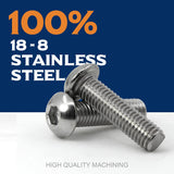 Tornillos de cabeza de botón M8-1,25 x 100 mm, acero inoxidable 18-8, llave Allen, rosca completa, rosca de máquina, cantidad 10