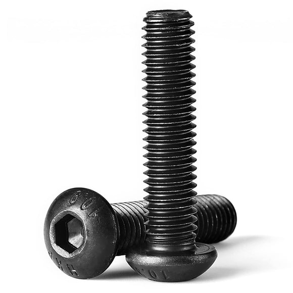 M8-Tornillos de cabeza de botón de 1,25 x 65 mm, tornillos de cabeza de botón, accionamiento de enchufe Allen métrico, acabado de óxido negro, acero de aleación de grado 10,9, completamente roscado, cantidad 10