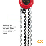 Polipasto Manual - Garrucha Con Cadena De 5 Metros y Grosor de 6mm - Capacidad de Carga 2 Toneladas - De Uso Rudo - Ideal para elevacion en Construcciones y Talleres